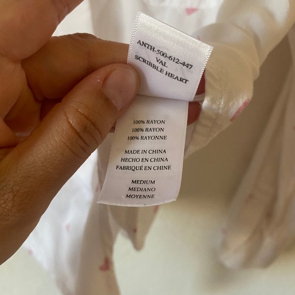 Rails Anthropologie Womens Blouse Crop Val Scribble Heart Size M Button Up White - Picture 9 of 16